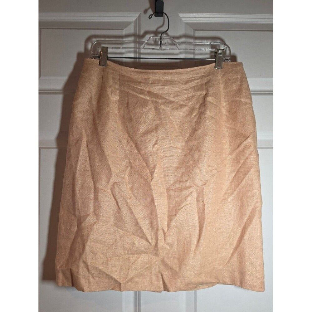 International Scene Classic Peach Linen Zip Back Skirt Size 16